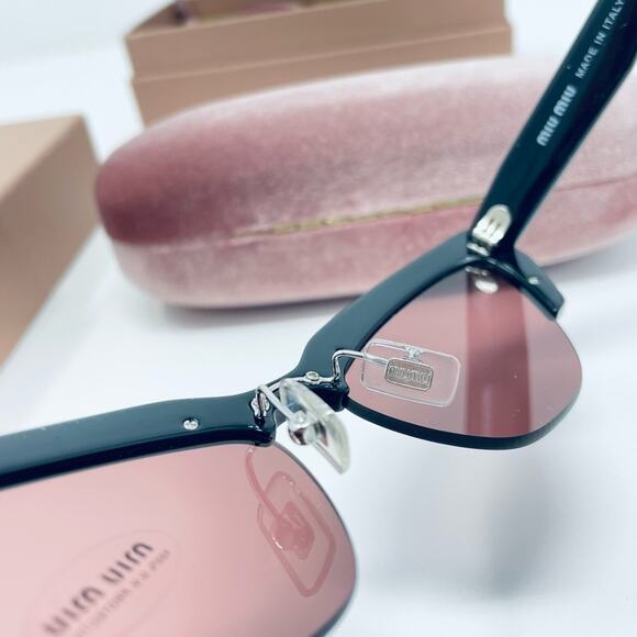 Miu Miu 59mm Semi Rimless Cat Eye Sunglasses goth BLACK DARK VIOLET SOLID modern - Picture 8 of 14